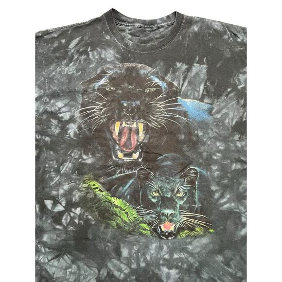 Vintage Black / Blue Tie Dye Panther‎ Nature Forrest T-Shirt - Streetwear - 2XL - Picture 2 of 5